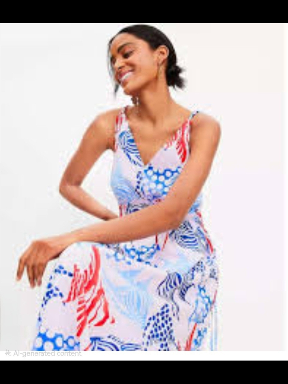 Sofft Sleeveless Maxi Dress in Blue, Red, and White
